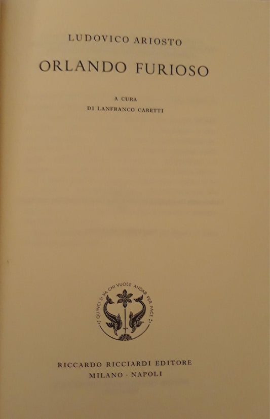 La letteratura italiana Ricciardi: Orlando furioso - copertina