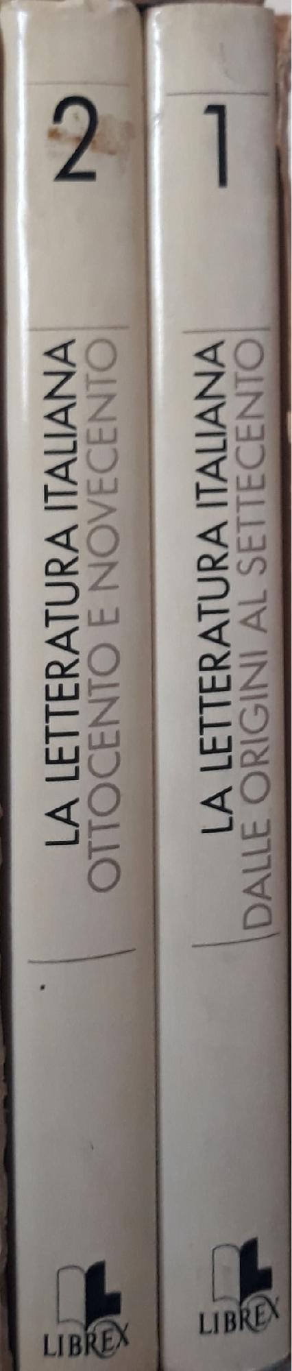 La letteratura italiana: dalle origini al settecento (vol. I p.343; vol. II p.364) - copertina