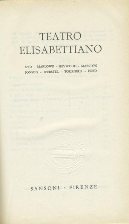 Teatro elisabettiano - copertina