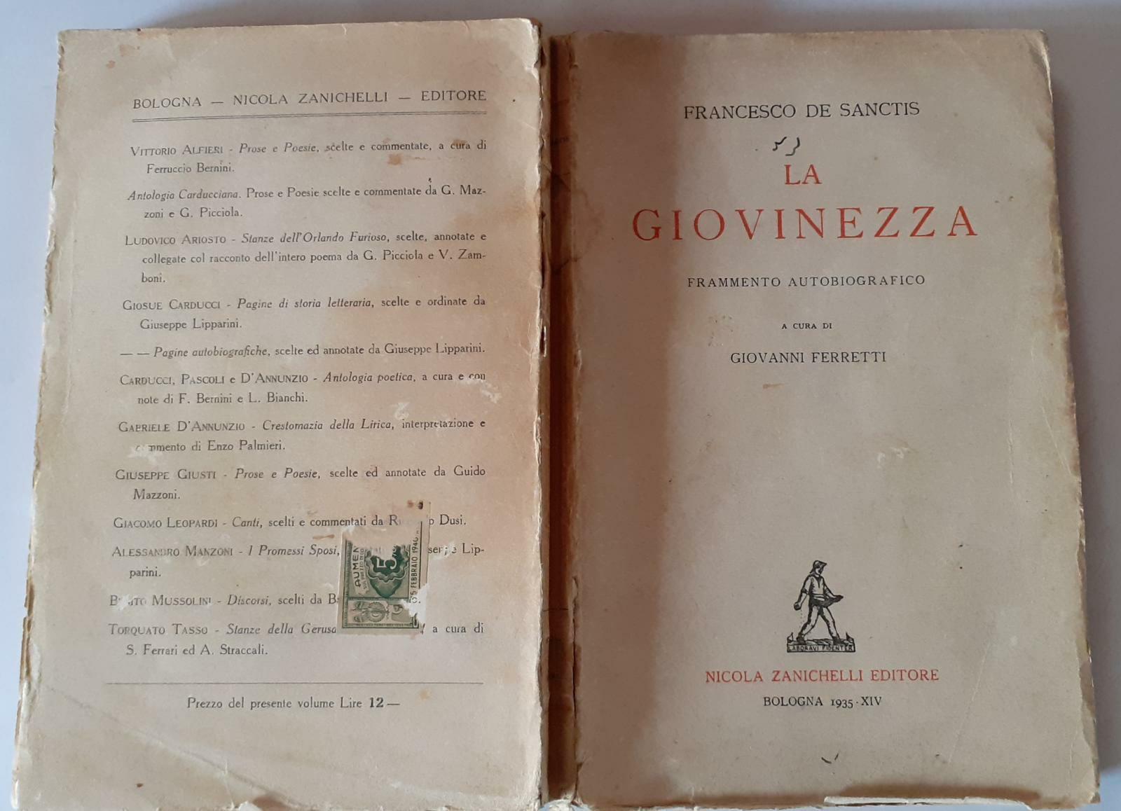 La Giovinezza frammento autobiografico - copertina