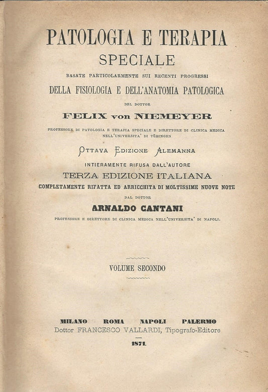 Patologia e terapia speciale basate particolarmente sui recenti progressi della fisiologia e dell'anatomia patologica - copertina
