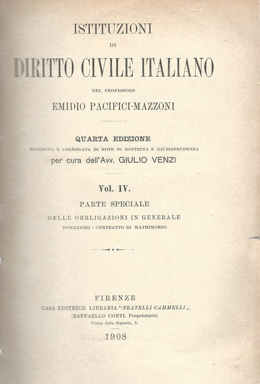 Istituzioni di diritto civile italiano. Vol.IV - copertina