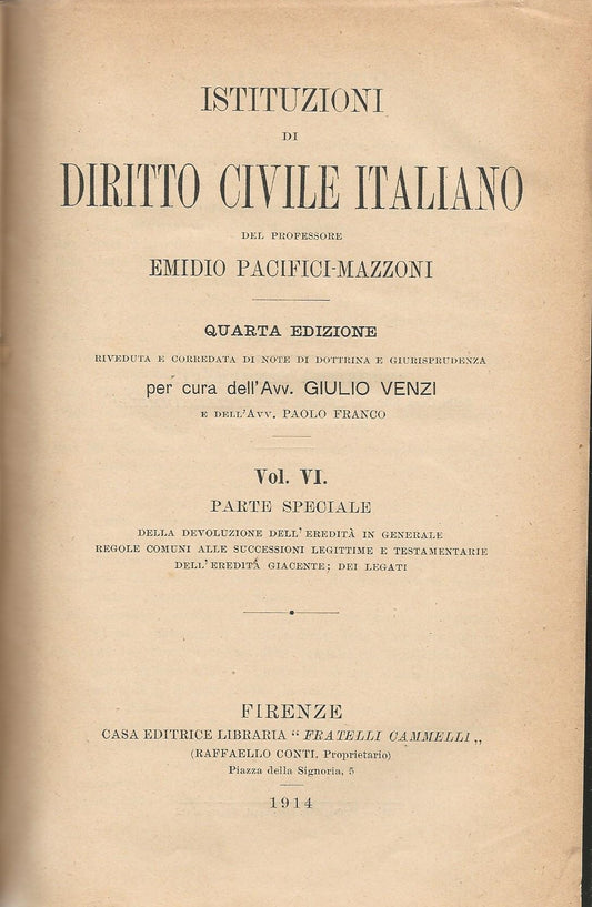 Istituzioni di diritto civile italiano. Vol VI - copertina