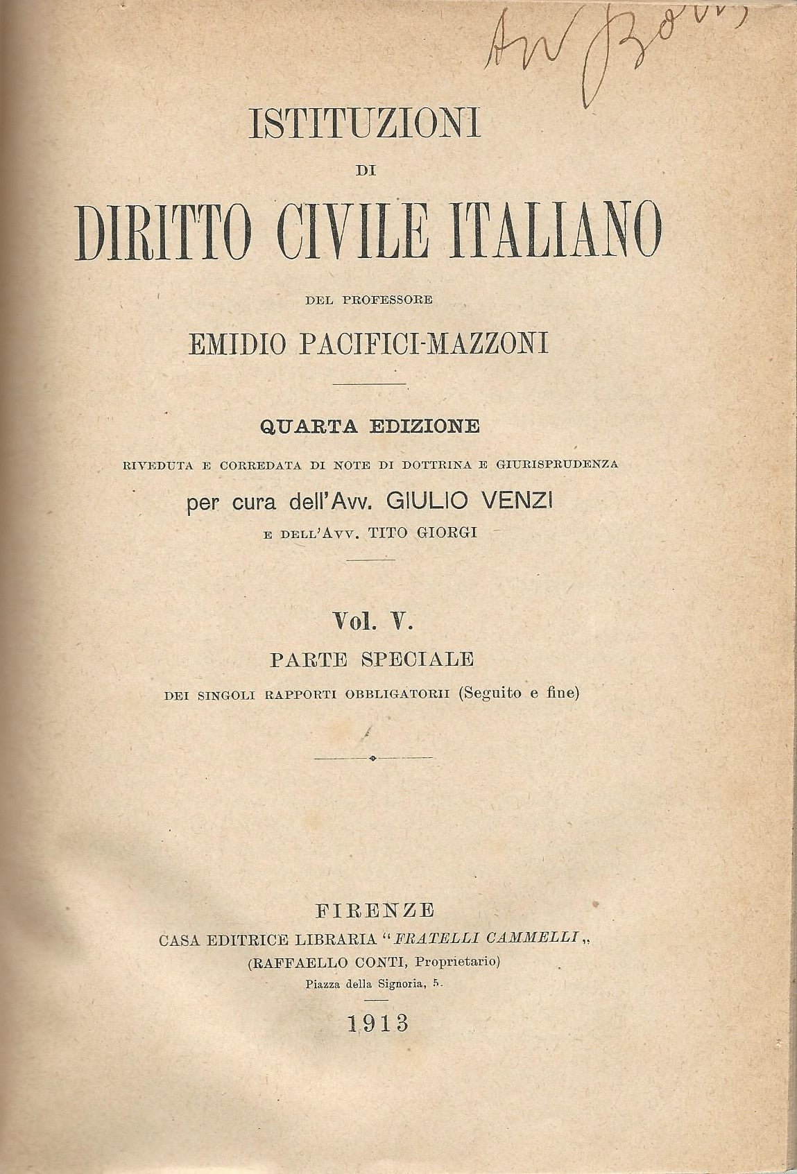 Istituzioni di diritto civile. Vol V - copertina