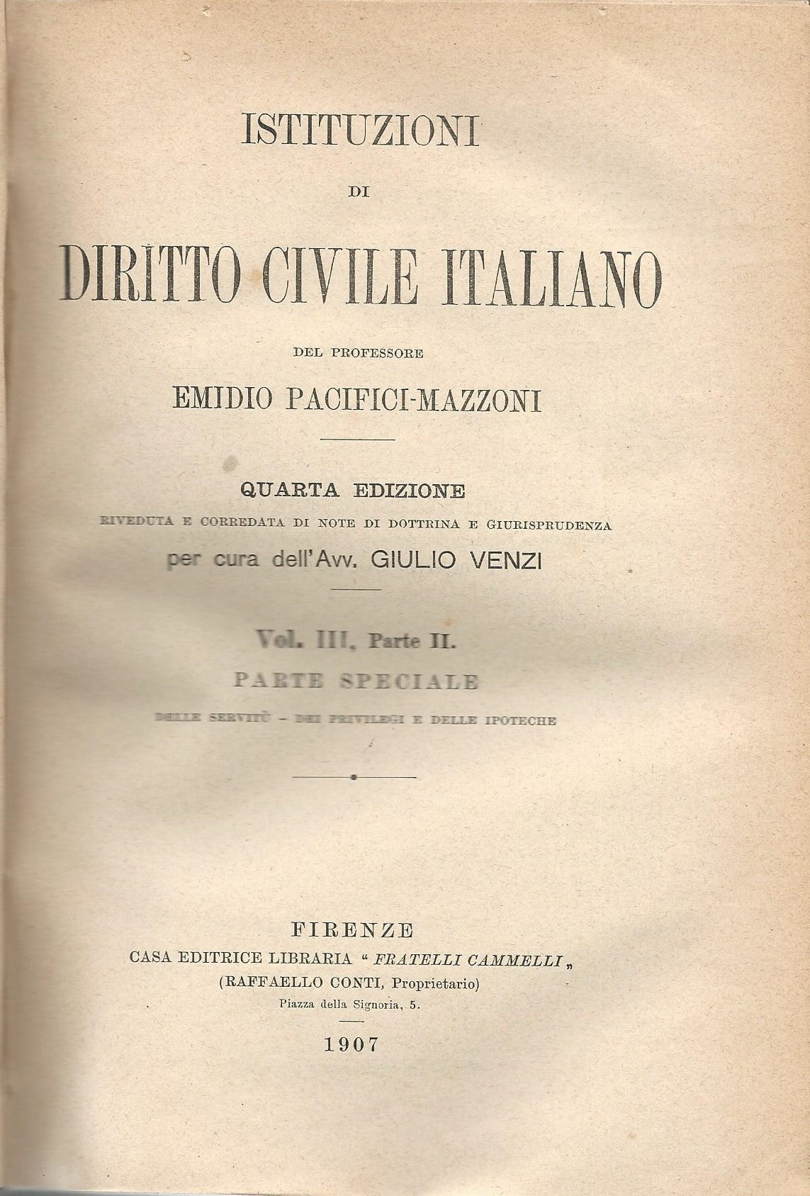 Istituzioni di diritto civile. Vol III parte I e parte II - copertina