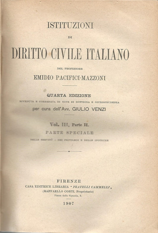 Istituzioni di diritto civile. Vol III parte I e parte II - copertina