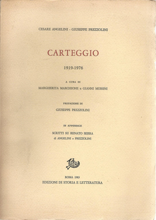 Carteggio 1919-1976 - copertina