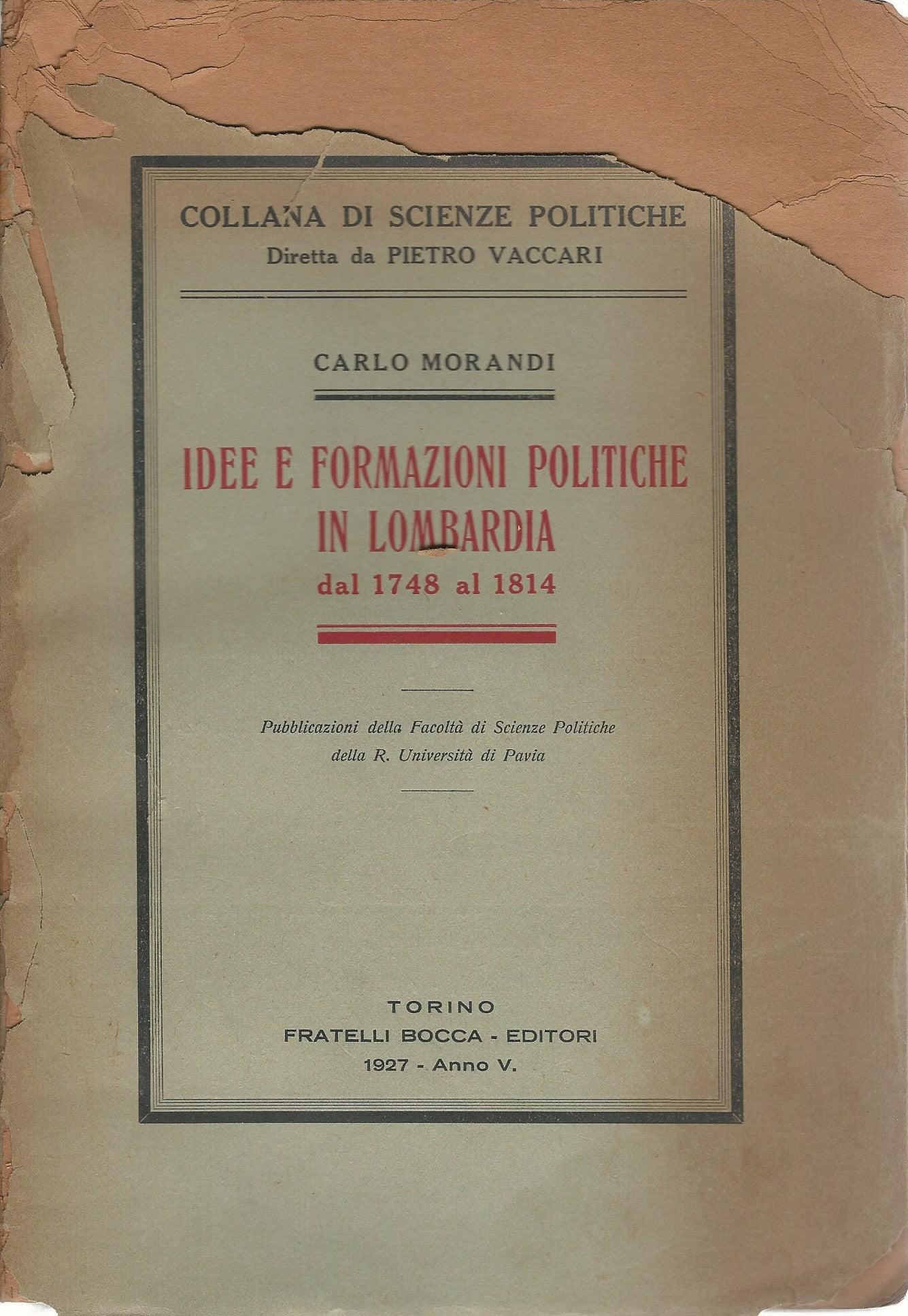 Idee e formazioni politiche in Lombardia dal 1748 al 1814 - copertina