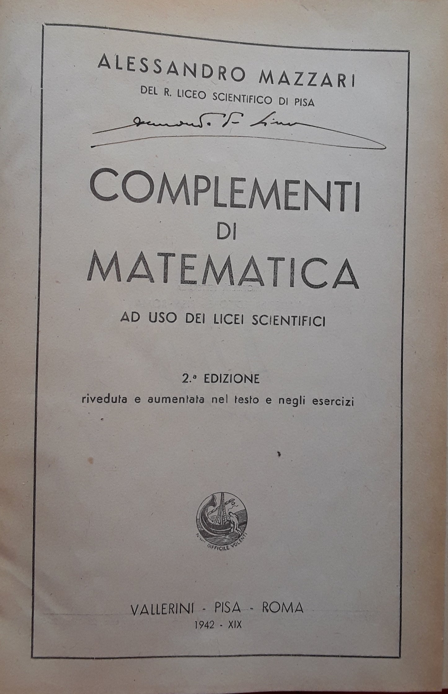 Complementi di matematica ad uso dei licei scientifici - copertina