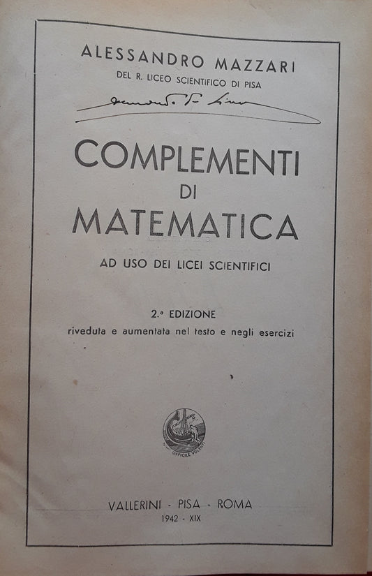 Complementi di matematica ad uso dei licei scientifici - copertina