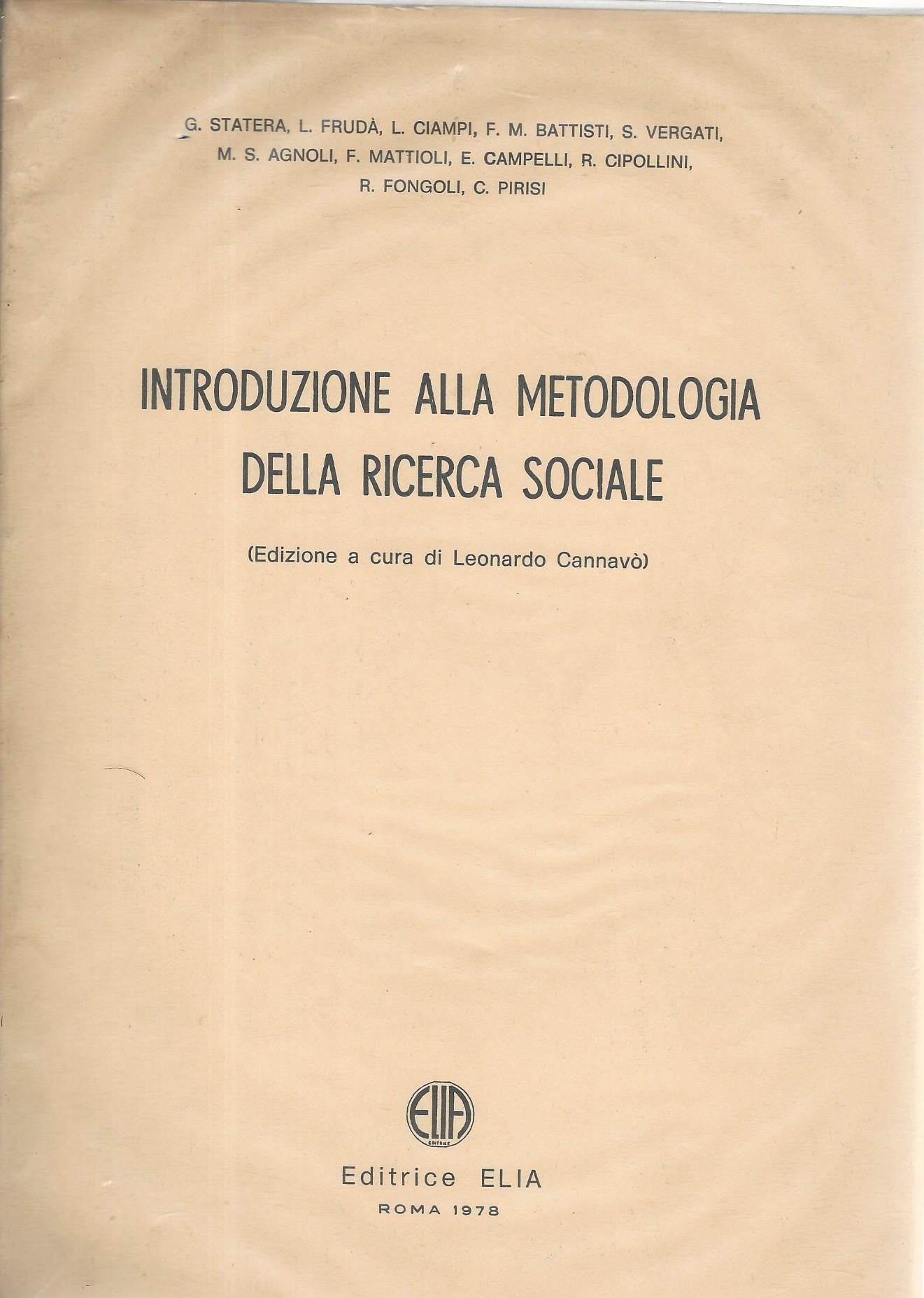 Introduzione alla metodologia della ricerca sociale - copertina