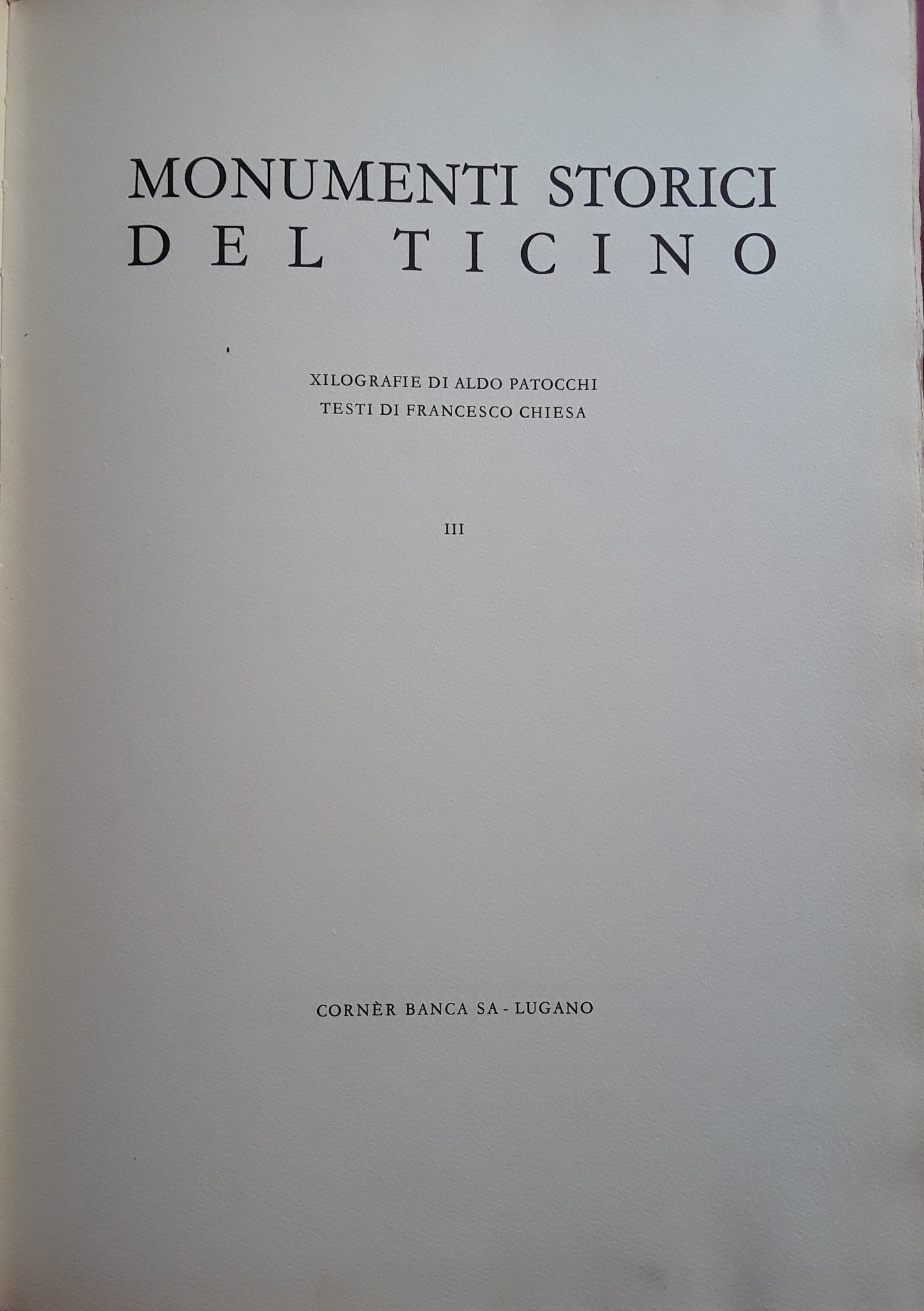 Monumenti storici del Ticino. Volume III - copertina