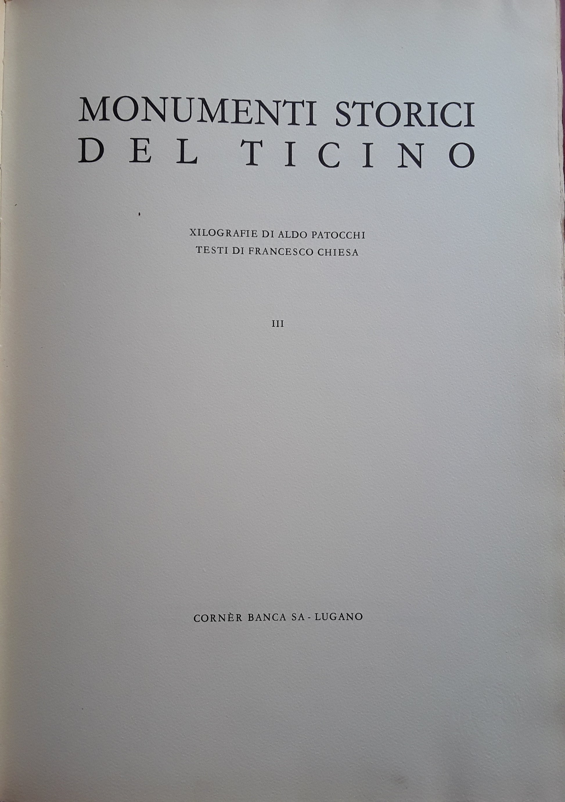 Monumenti storici del Ticino. Volume III - copertina