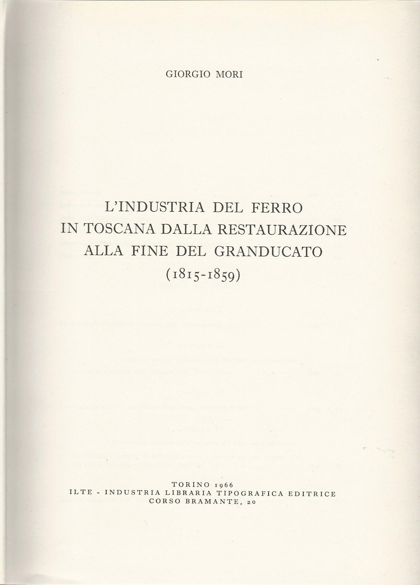 L'industria del ferro in Toscana dalla restaurazione alla fine del Granducato (1818-1859) - copertina