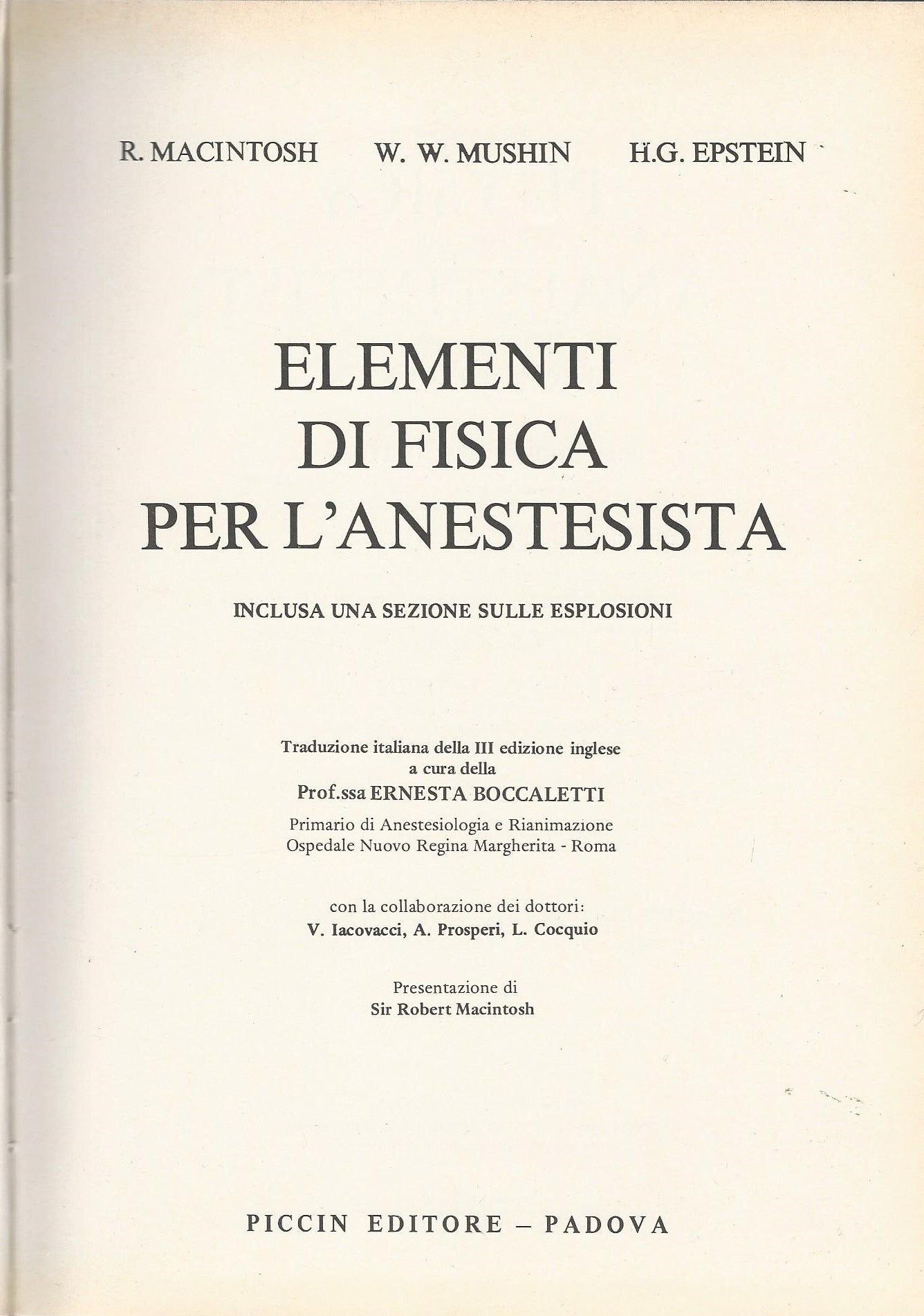 Elementi di fisica per l'anestesista - copertina
