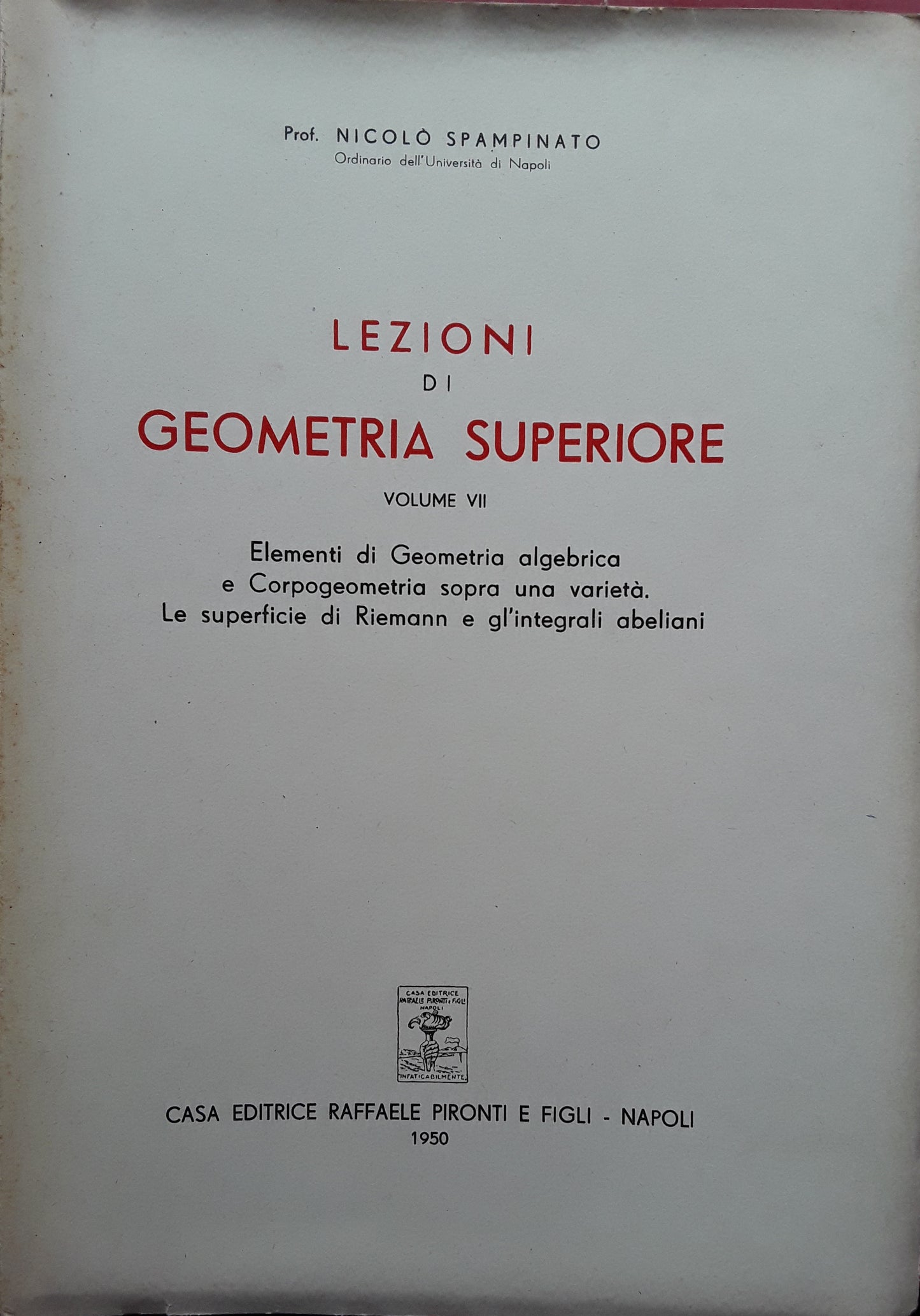 Lezioni di geometria superiore. Volume VII - copertina