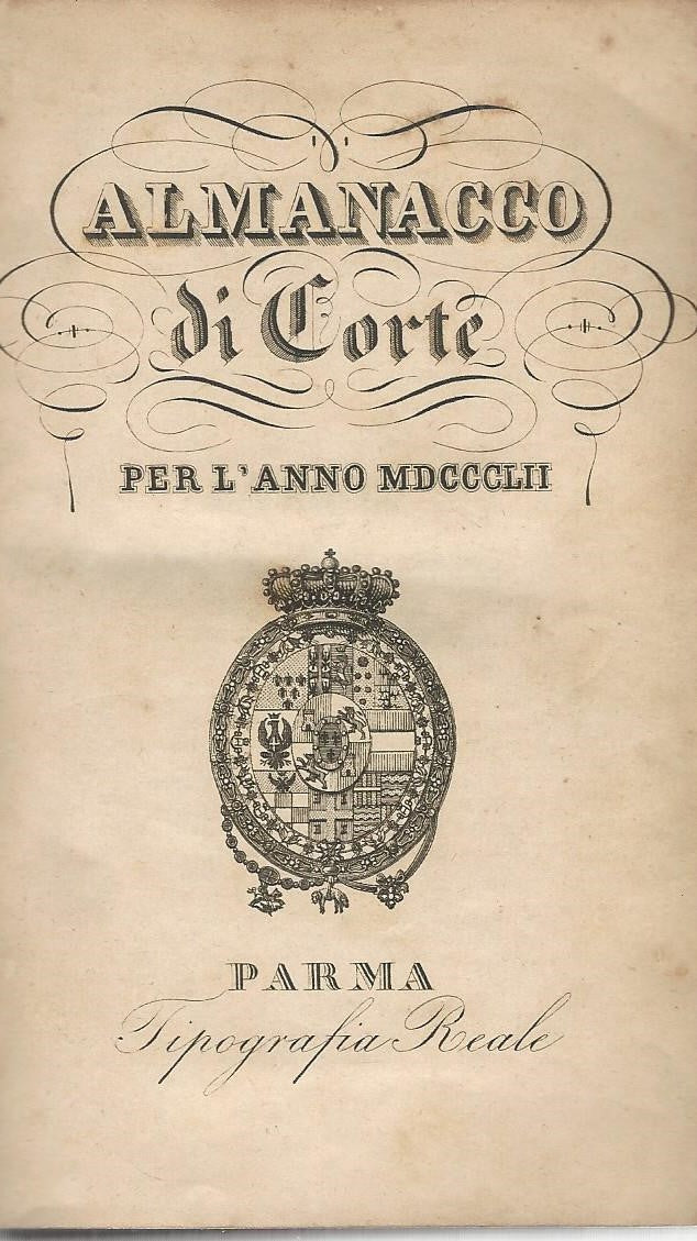Almanacco di corte per l'anno MDCCCLII - copertina