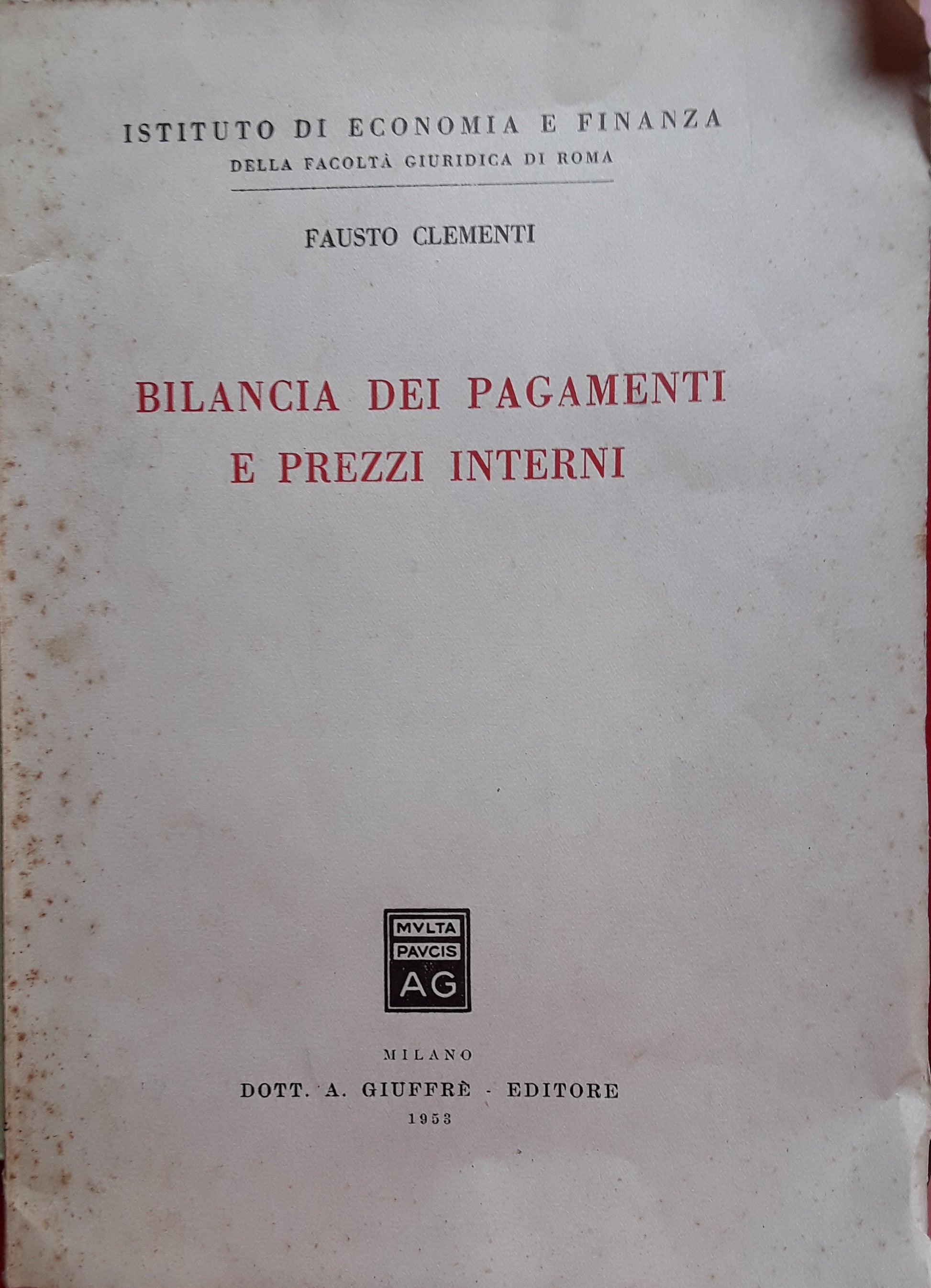 Bilancia dei pagamenti e prezzi interni - copertina