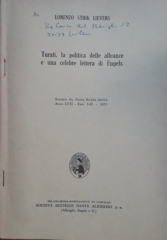 Turati, la politica delle alleanze e una celebre lettera di Engels - copertina