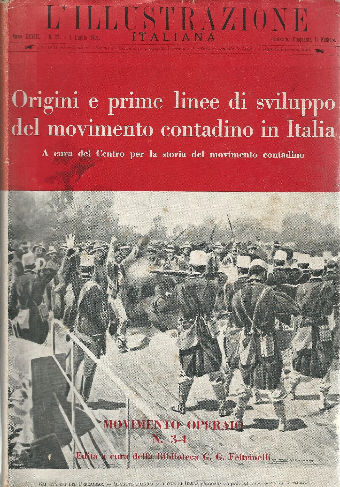 Origini e prime linee di sviluppo del movimento contadino in Italia. Movimento operaio, n. 3-4 1955 - copertina