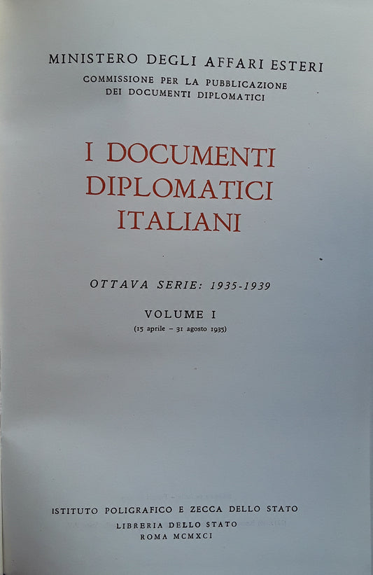 I documenti diplomatici italiani. Volume I - copertina