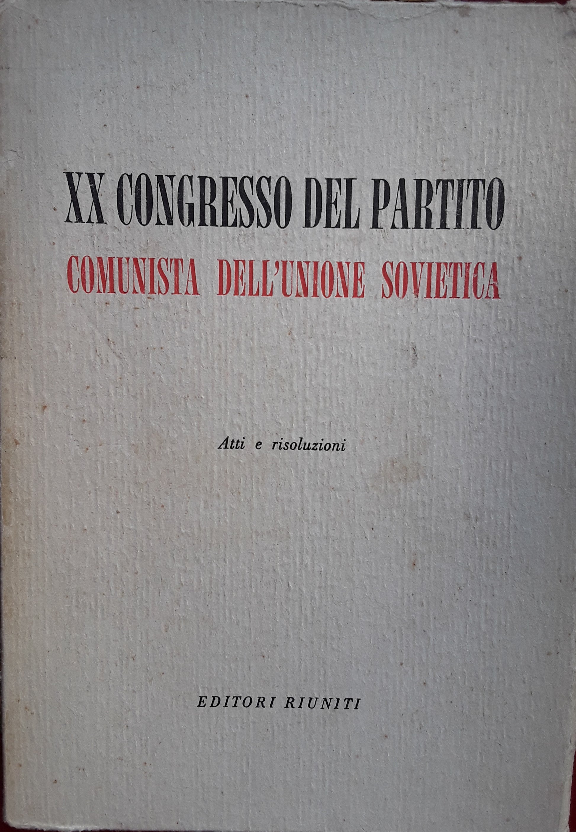 XX congresso del partito comunista dell'Unione Sovietica - copertina