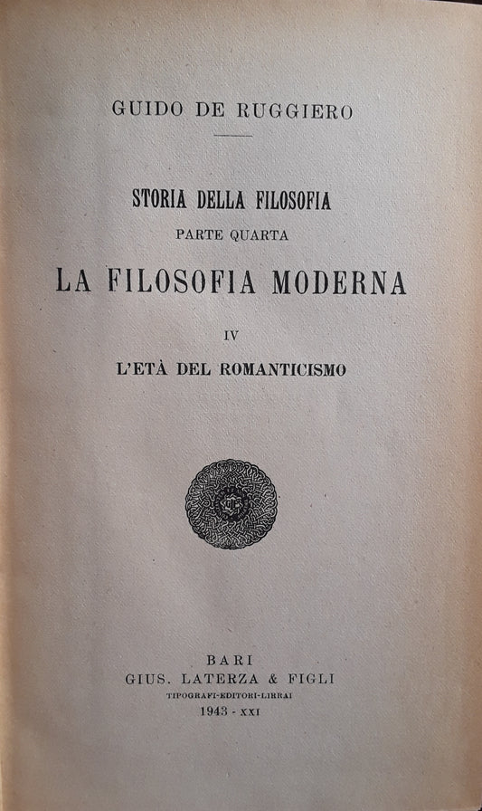 Storia della filosofia moderna. Parte quarta. La filosofia moderna. Volumi I-V - copertina