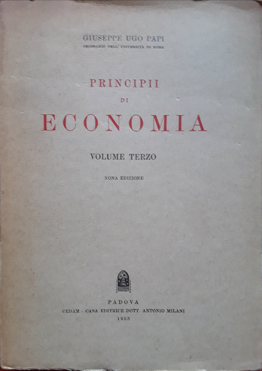 Principii di economia. Volume terzo - copertina