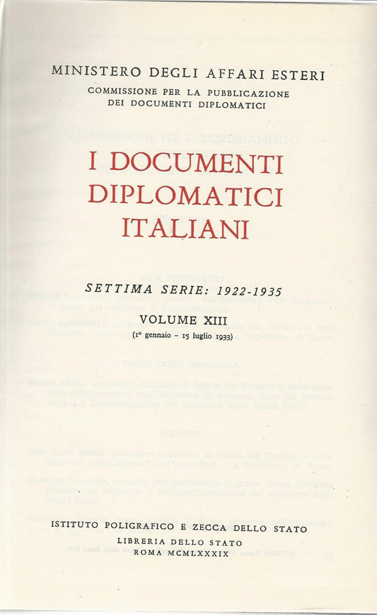 I documenti diplomatici italiani. Volume XIII - copertina