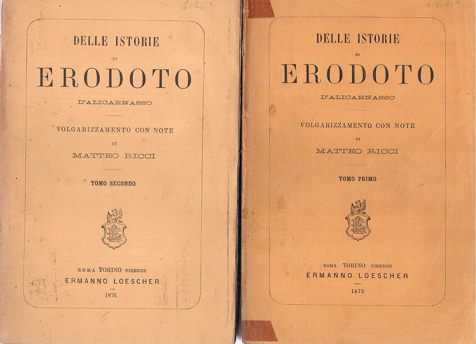 Delle istorie di Erodoto d'Alicarnasso. Volume 1-2 ed indice generale - copertina