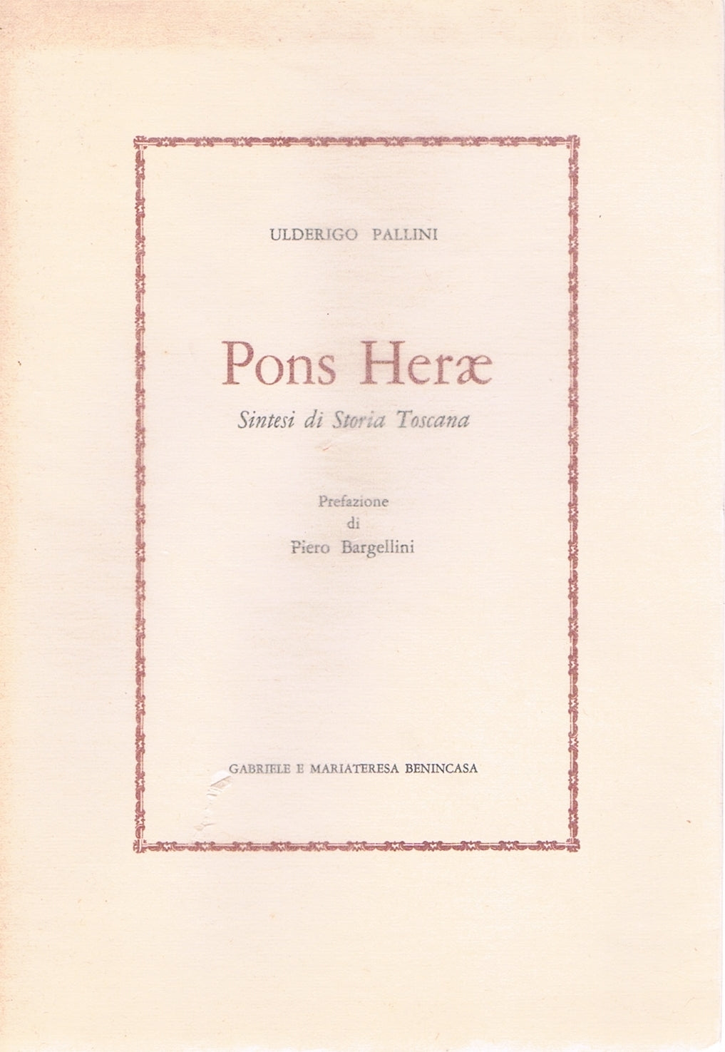 Pons Herae. Sintesi di storia Toscana - copertina