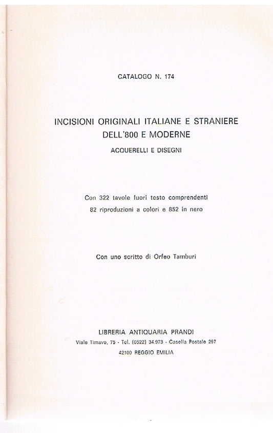 Incisioni originali italiane e straniere dell'800 e moderne. catalogo n.174 - copertina