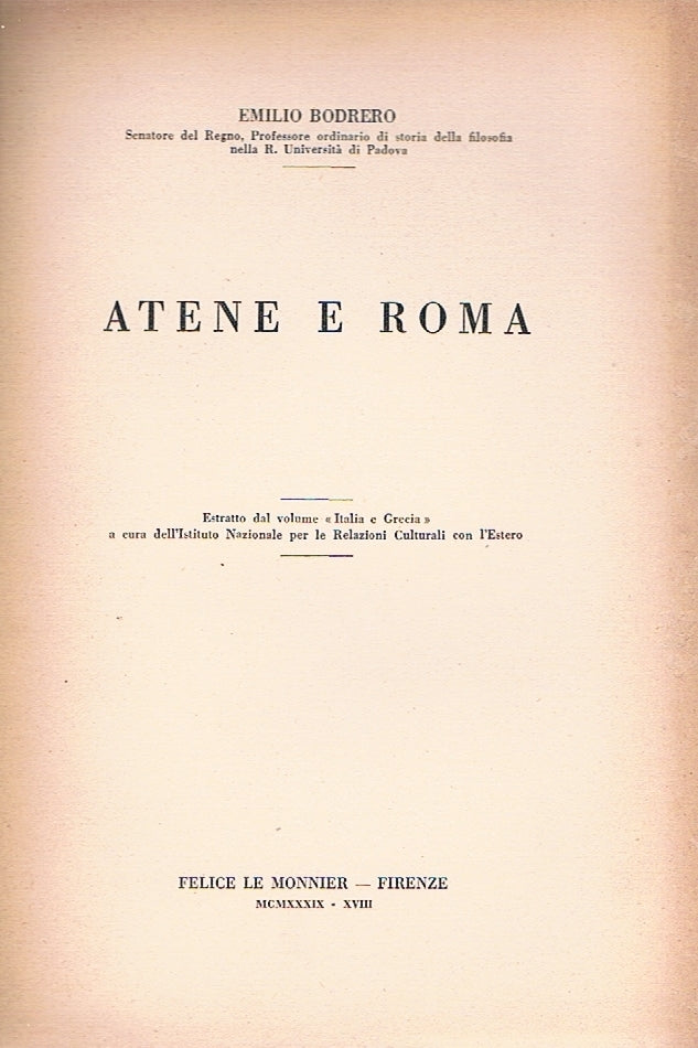 Atene e Roma - copertina