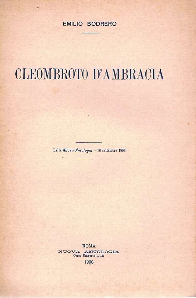 Cleombroto d'Ambracia - copertina