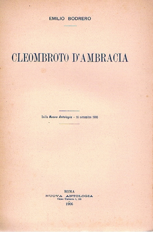 Cleombroto d'Ambracia - copertina