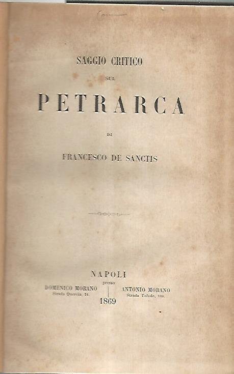 Saggio critico sul Petrarca - copertina