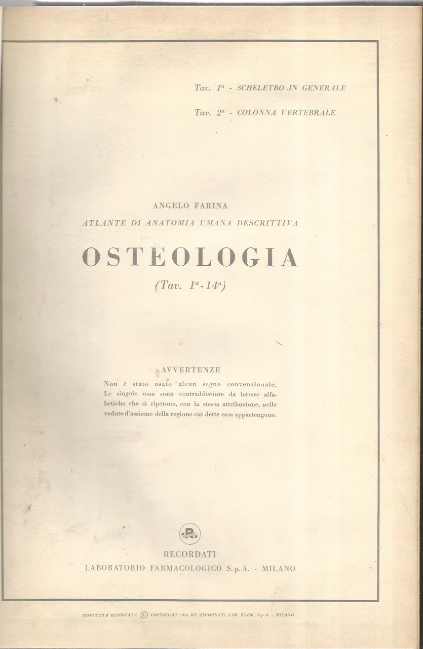 Atlante di anatomia umana descrittiva. Volumi I-II. Osteologia - Angiologia - copertina
