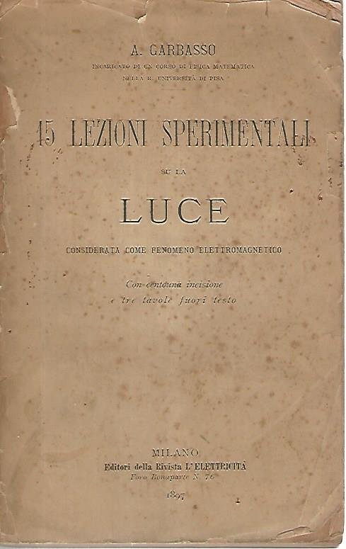 15 lezioni sperimentali su la luce - copertina