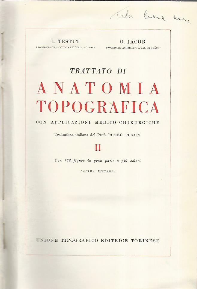 Trattato di anatomia topografica. Volume II - copertina