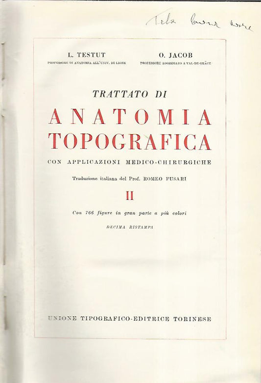 Trattato di anatomia topografica. Volume II - copertina