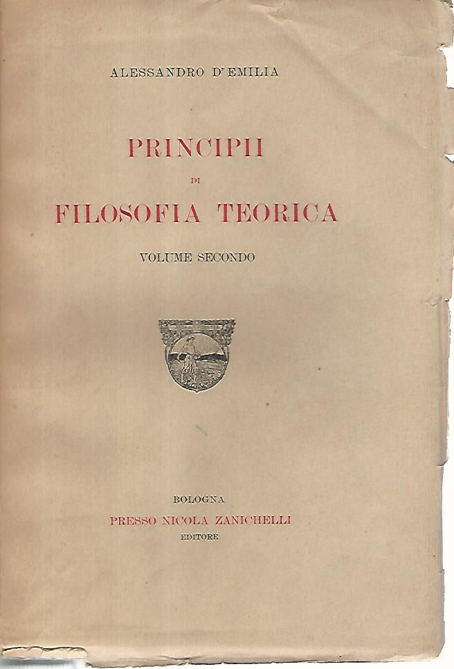 Principi di filosofia teorica. Volumi I-II - copertina