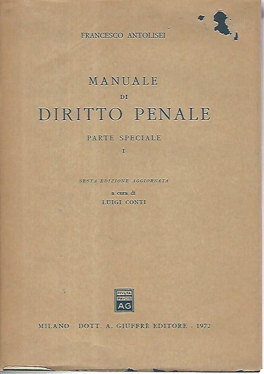 Manuale di diritto penale. Parte speciale I - copertina