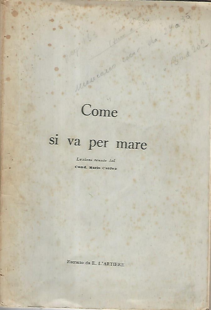Come si va per mare. Volume I - copertina