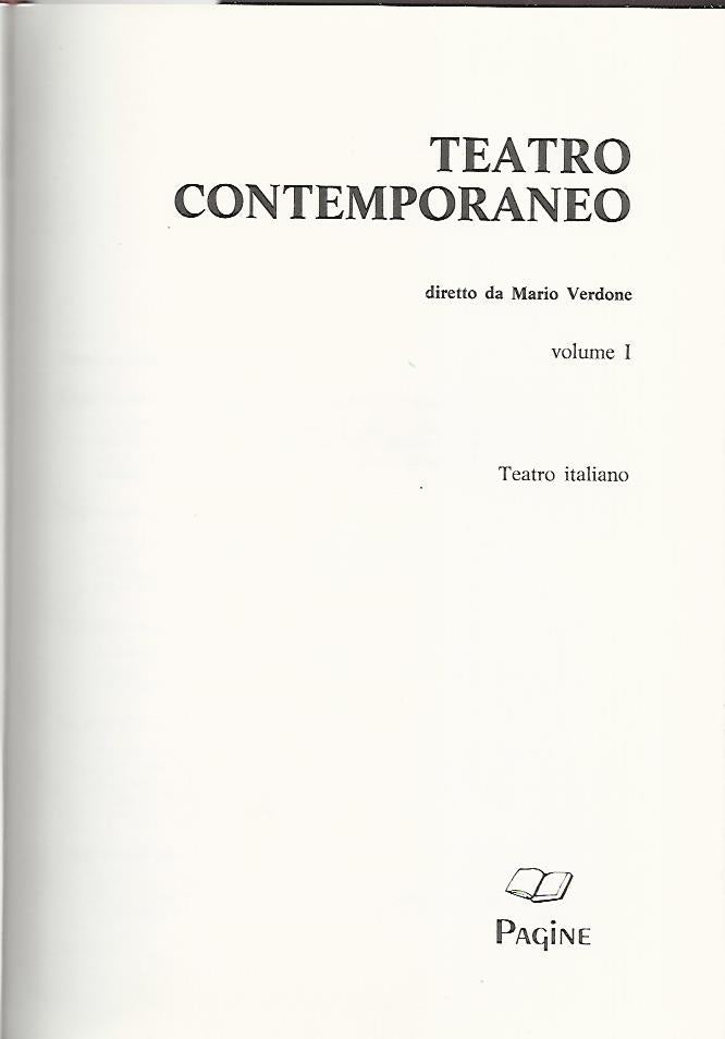 Teatro contemporaneo. Volume 1. Teatro italiano - copertina
