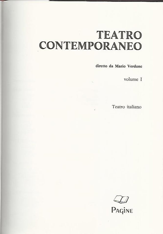 Teatro contemporaneo. Volume 1. Teatro italiano - copertina