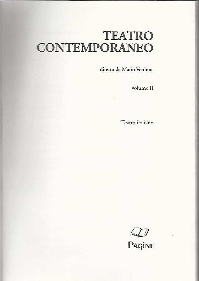 Teatro contemporaneo. Volume 2. Teatro italiano - copertina