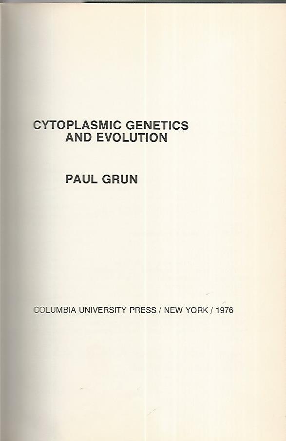 Cytoplasm genetics and evolution - copertina