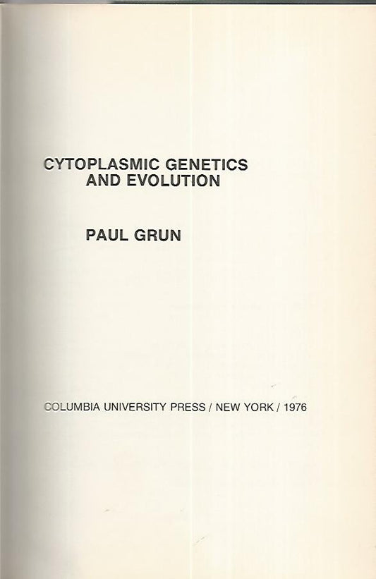 Cytoplasm genetics and evolution - copertina