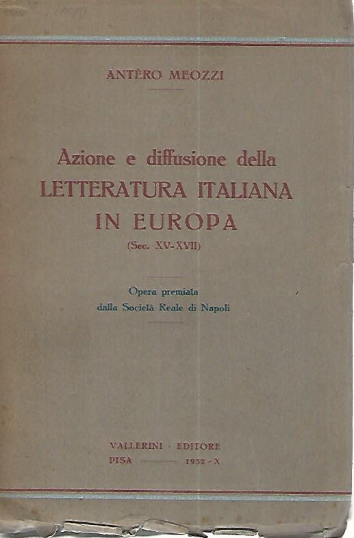 Azione e diffusione della letteratura italiana in Europa - copertina