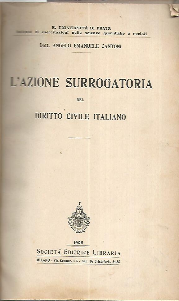 L'azione surrogata nel diritto civile italiano - copertina
